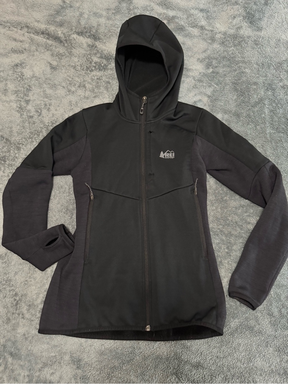 REI Co-op Women’s Hybrid Full-Zip Fleece Hoodie Black - Size XS